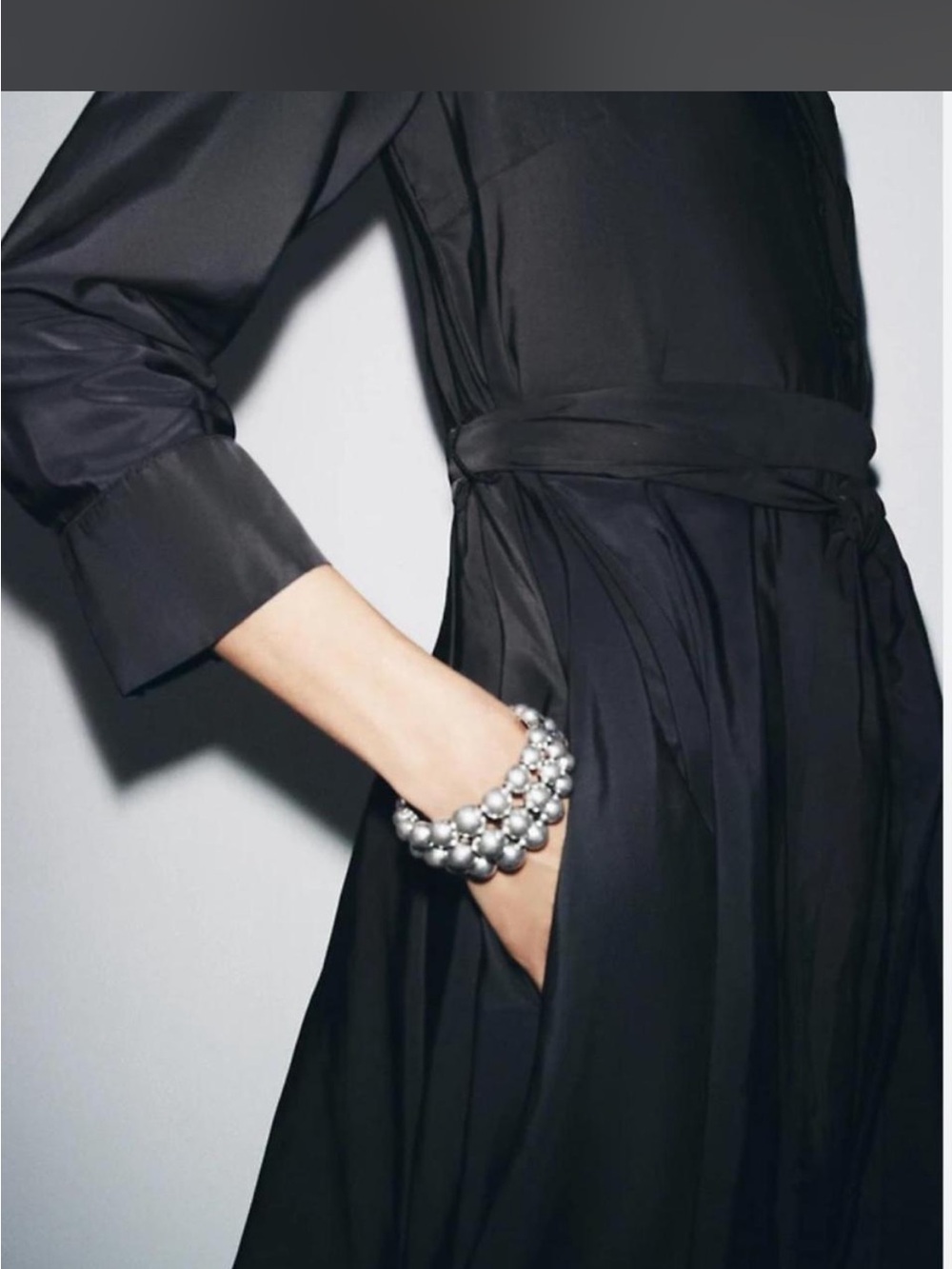 Zara Black Long Sleeve V-Neck Full Maxi Dress - Picture 2 of 5